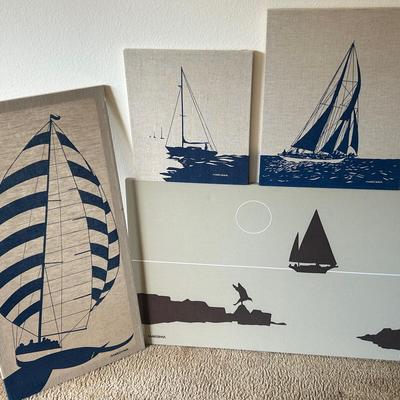Marüshka Stretched Canvas Sailboat And Hot Air Balloon Prints