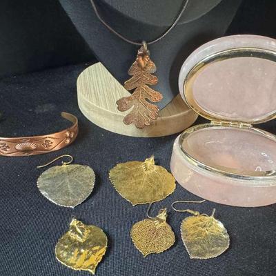 Copper Bracelet With Possibly Gold Dipped Leaves
