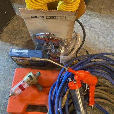 Compressor Tools, Sears Spray Can, Hoses, Oiler, Compression Tester, & Stapler