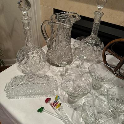 Sale Photo Thumbnail #231: Decanters and cut glass pitcher