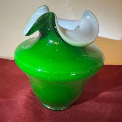 Fenton ivy overlay vase