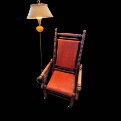 Spindle rocker vintage floor lamp