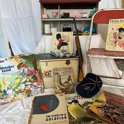 Childrens vintage assortment with books more