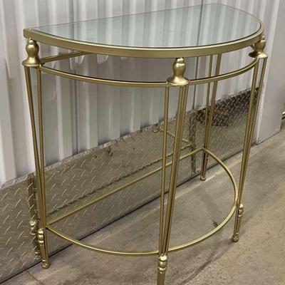 Demilune Glass and Metal Console Table
