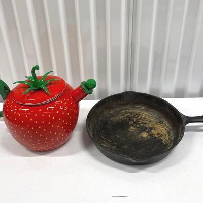 Vintage Copco Whistling Tea Kettle With Victor Iron Skillet 