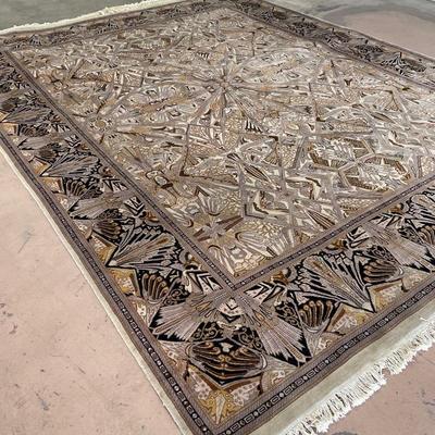 Large Pakistan Handknotted 100% Wool Rug, Manor Gothic Cream Pattern 