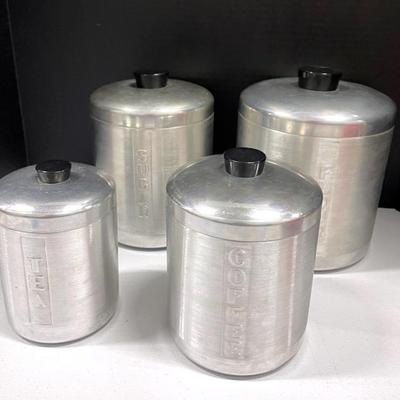Vintage Spun Aluminum Art Deco Canister Set
