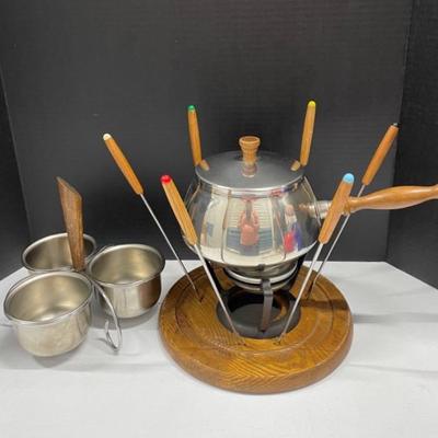 Vintage Fondue Set, Japan With MCM Condiment Set