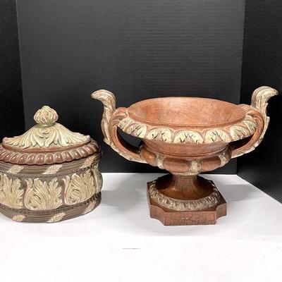 French Style Lidded Box With Pedestal Decor Bowl 