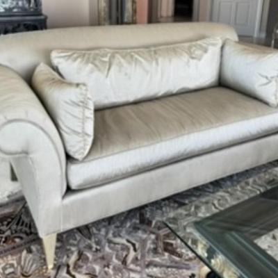 Silver Toned Silk Sofa By Century Furniture 
