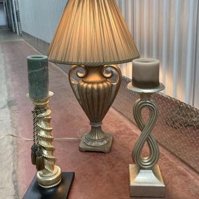 Grecian Style Urn Lamp With Neoclassical Style Candlesticks 