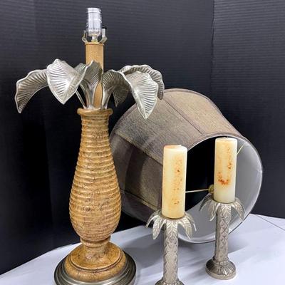 Coastal Style Heavy Lamp With Candlesticks 