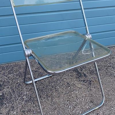 “Plia” Italian Designer Acrylic Folding Chair, Mid Century