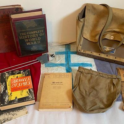 World At War Lot incl French Liberation Flag & Army Mail Bag