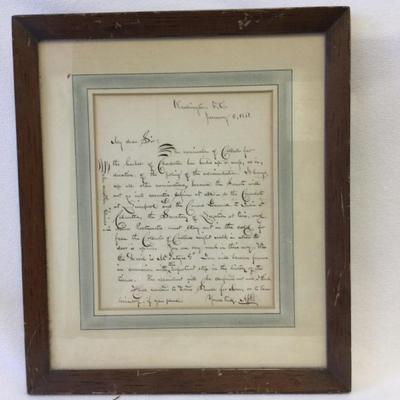 Collector of Custom Letter, Port of Charleston, Antique , Framed