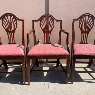 Hepplewhite Vintage Side Chairs And Arm Chair 3pcs