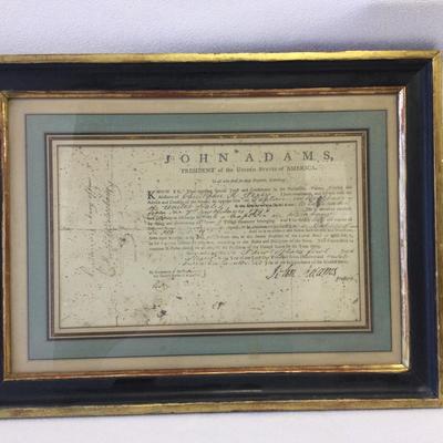 John Adams, Late 19th Century Reproduction, Framed Ephemera