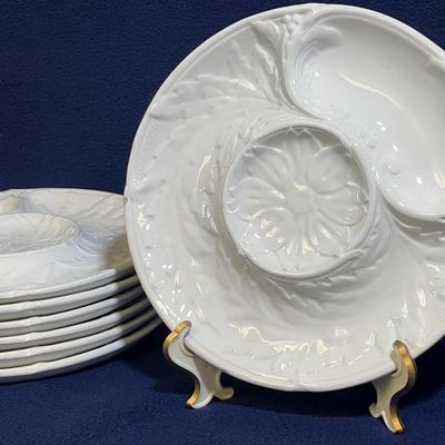 Appetizer Plates, Leaves & Floral Design, 7 Pcs