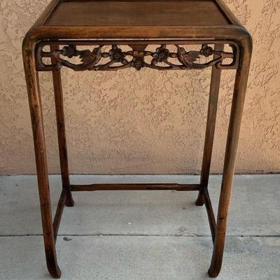Chinese Carved Hardwood End Table, Antique/Vintage
