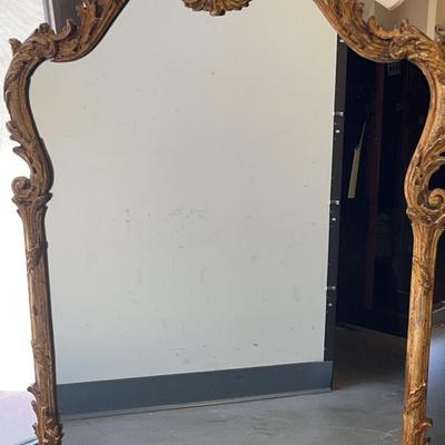 Victorian Wood Mirror W/ Gilt, Patina, Made In Italy