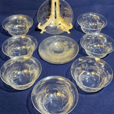 Cut Glass Finger Bowls W/ Underplates, 12 Pcs