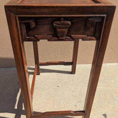 Antique Vintage Chinese Carved Hardwood End Table Side Table