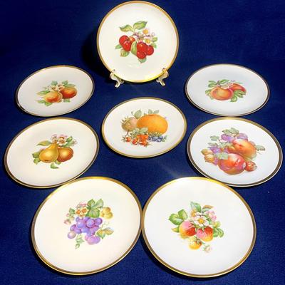 Hutschenreuther Porcelain Vintage Fruit Plates, 7 Pcs