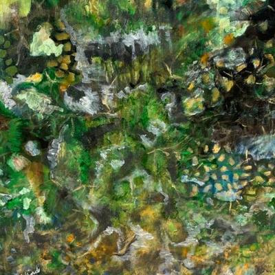 Abstract Landscape By Goodkind, Green Tones, Oil On Canvas