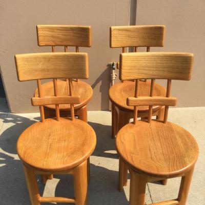 Small Swivel Oak Dining Chairs Circa 1970s, 4 Chairs