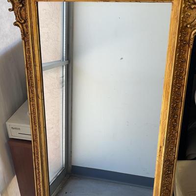 Wood Gilt Frame Mirror, Tall, Vintage 