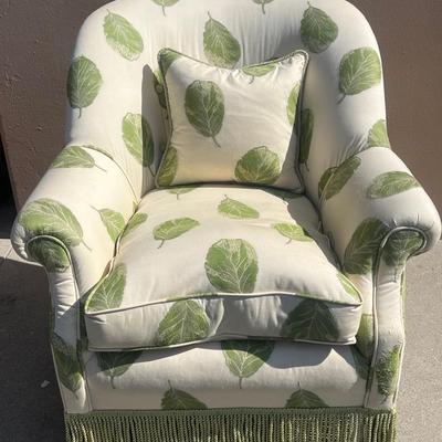 Leaf Motif Armchair With Fringe