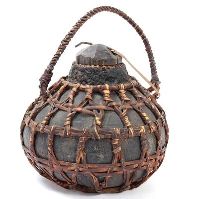 Sale Photo Thumbnail #436: Lot 437 antique filipino canteen coconut & rattan