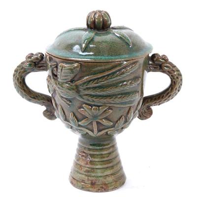 Sale Photo Thumbnail #358: Lot 358 chinese green glazed porcelain vessel