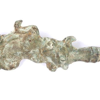 Sale Photo Thumbnail #387: Lot 387 chinese zoomorphic bronze belt hook