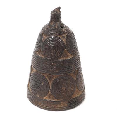Sale Photo Thumbnail #278: Lot 278 old tibetan bronze bell w incised details