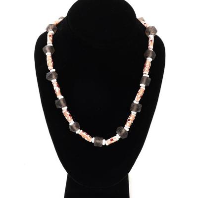 Sale Photo Thumbnail #141: Lot 141 beautiful glass smoky quartz necklace