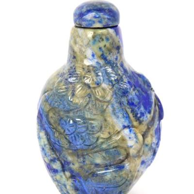Sale Photo Thumbnail #328: Lot 328 chinese lapis carved snuff bottle
