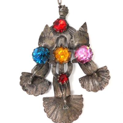 Sale Photo Thumbnail #95: Lot 95 antique bolivian floral silver cross