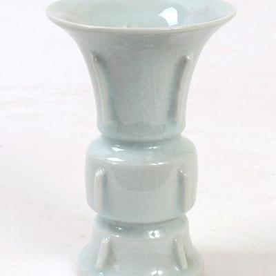 Sale Photo Thumbnail #357: Lot 357 chinese light green crackle glazed gu style vase