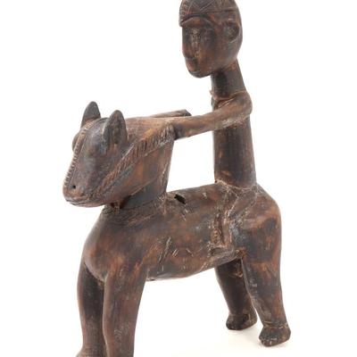 Sale Photo Thumbnail #469: Lot 470 african wood carved dogon horse rider