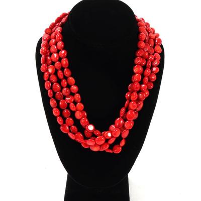 Sale Photo Thumbnail #109: Lot 109 gorgeous multistrand coral beaded necklace
