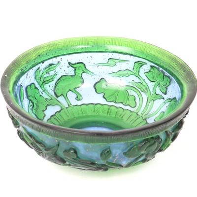 Sale Photo Thumbnail #403: Lot 403 lovely chinese blue green peking glass bowl