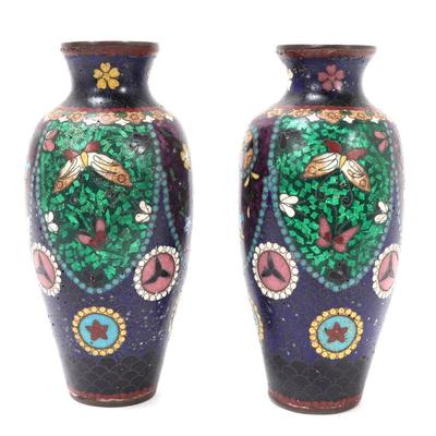 Sale Photo Thumbnail #281: Lot 281 gorgeous pair of japanese cloisonne vases