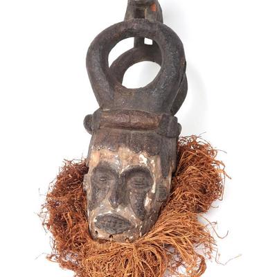 Sale Photo Thumbnail #462: Lot 463 ibo helmet mask w animal crest