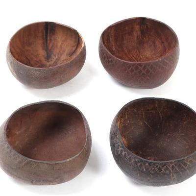 Sale Photo Thumbnail #443: Lot 444 group of four filipino coconut bowls