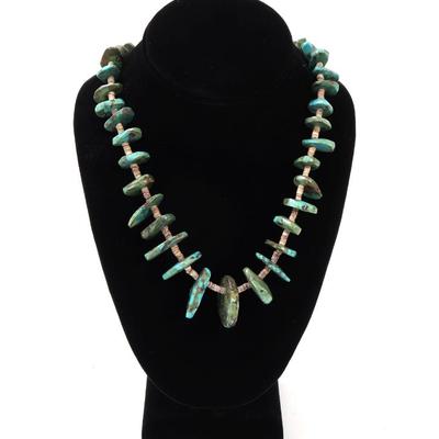 Sale Photo Thumbnail #92: Lot 92 beautiful turquoise shell & coral necklace