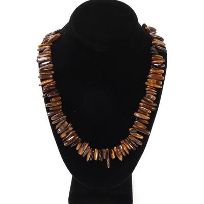 Sale Photo Thumbnail #100: Lot 100 stunning all natural tiger s eye chip seed necklace