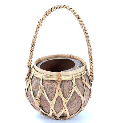 Sale Photo Thumbnail #444: Lot 445 filipino coconut rattan wrapped cup