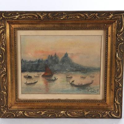 Sale Photo Thumbnail #504: Lot 505 vintage venice italy c 1925 watercolor by bracklow'