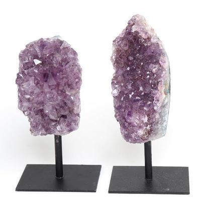 Sale Photo Thumbnail #188: Lot 188 pair of amethyst druzy